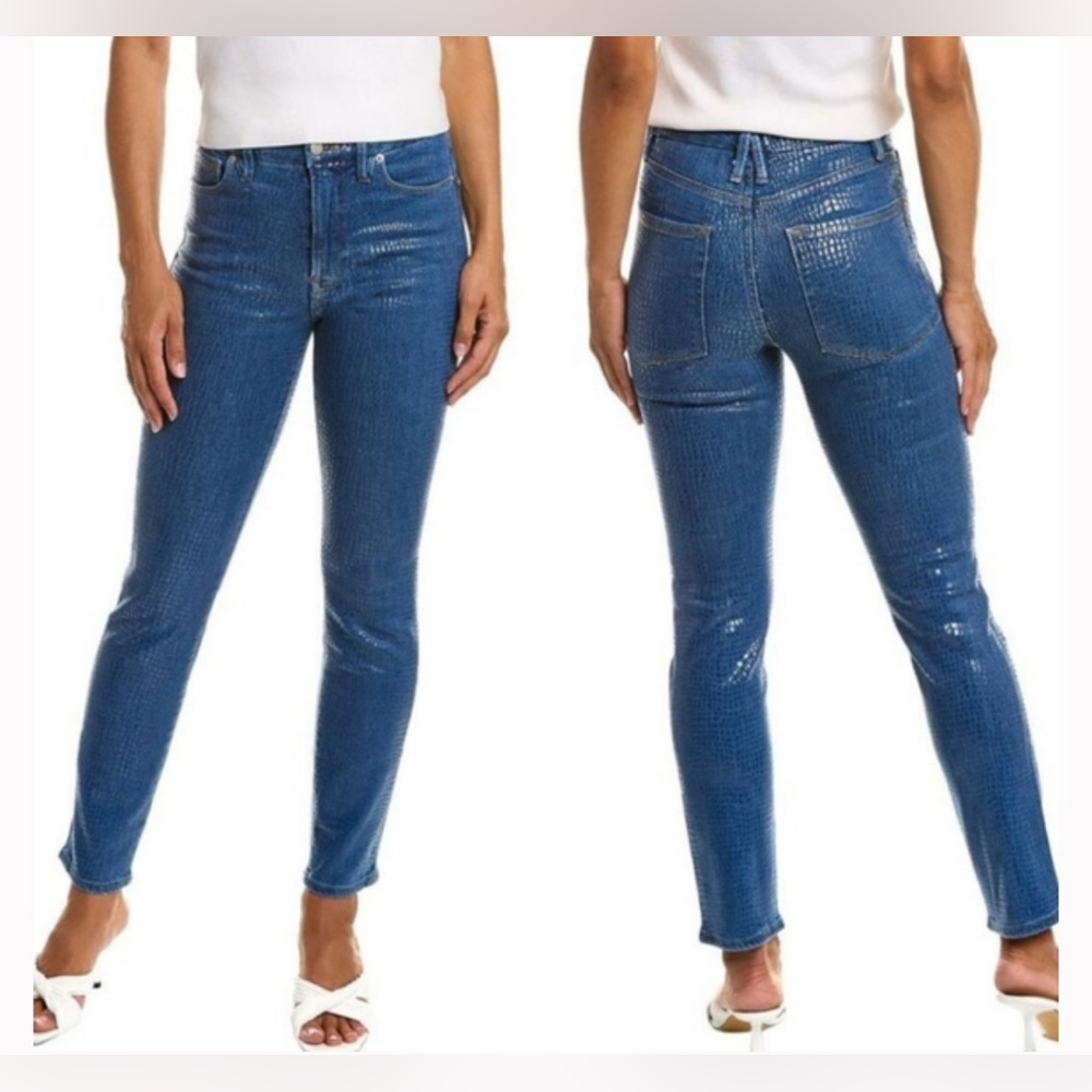 Good American Blue Snake-Embossed Women Jeans